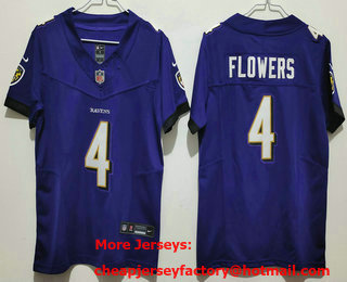 Youth Baltimore Ravens #4 Zay Flowers Limited Purple FUSE Vapor Jersey
