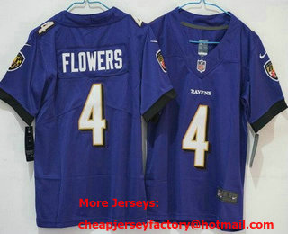 Youth Baltimore Ravens #4 Zay Flowers Limited Purple Vapor Jersey