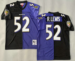 Youth Baltimore Ravens #52 Ray Lewis Black Purple 2000 Split Throwback Jersey