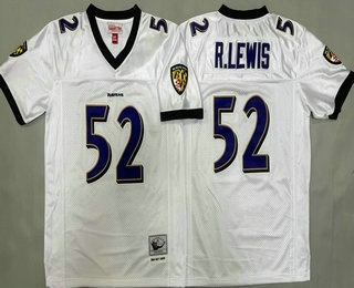 Youth Baltimore Ravens #52 Ray Lewis White 2000 Throwback Jersey