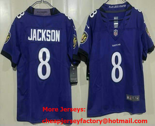 Youth Baltimore Ravens #8 Lamar Jackson Limited Purple Vapor Jersey