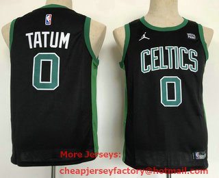 Youth Boston Celtics #0 Jayson Tatum Black 2021 Stitched Jersey With Sponsor