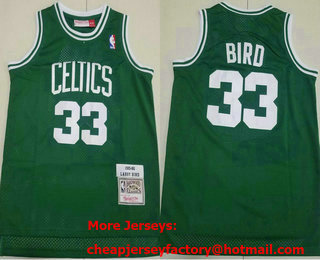 Youth Boston Celtics #33 Larry Bird 1985-86 Green Hardwood Classics Soul Swingman Stitched NBA Throwback Jersey
