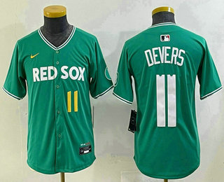 Youth Boston Red Sox #11 Rafael Devers Green 2025 City Connect Player Name Limited Jersey
