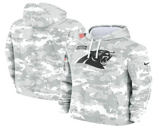 Youth Carolina Panthers Arctic Camo 2024 Salute to Service Club Fleece Pullover Hoodie