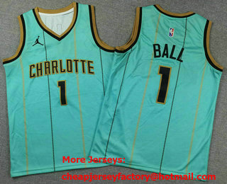 Youth Charlotte Hornets #1 LaMelo Ball Green 2022 Brand Jordan Swingman Jersey