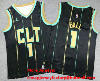 Youth Charlotte Hornets #1 Lamelo Ball Black 2022 City Icon Swingman Jersey