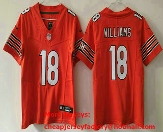 Youth Chicago Bears #18 Caleb Williams Orange 2023 FUSE Vapor Limited Stitched Jersey