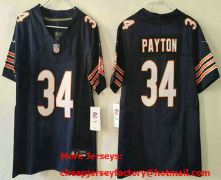 Youth Chicago Bears #34 Walter Payton Navy Blue 2023 FUSE Vapor Limited Stitched Jersey