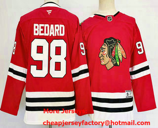 Youth Chicago Blackhawks #98 Connor Bedard Red 2024 Stitched Jersey