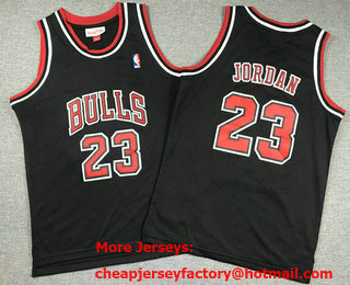 Youth Chicago Bulls #23 Michael Jordan 1997-98 Black Hardwood Classics Swingman Throwback Jersey