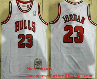 Youth Chicago Bulls #23 Michael Jordan 1997-98 White Hardwood Classics Soul Swingman Throwback Jersey