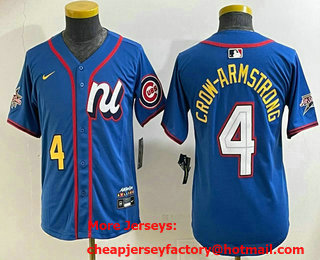 Youth Chicago Cubs #4 Pete Crow Armstrong Number Blue 2025 All Star Limited Stitched Jersey