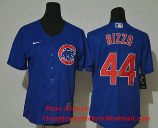 Youth Chicago Cubs #44 Anthony Rizzo Blue Stitched MLB Cool Base Nike Jersey