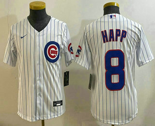 Youth Chicago Cubs #8 Ian Happ White Limited Jersey