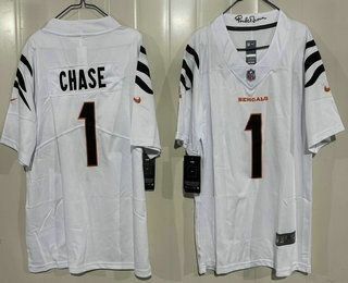 Youth Cincinnati Bengals #1 JaMarr Chase Limited White Vapor Jersey