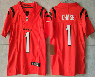 Youth Cincinnati Bengals #1 JaMarr Chase Orange FUSE Vapor Limited Stitched Jersey
