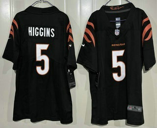 Youth Cincinnati Bengals #5 Tee Higgins Limited Black Vapor Jersey