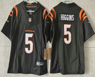 Youth Cincinnati Bengals #5 Tee Higgins Limited FUSE Black Vapor Jersey