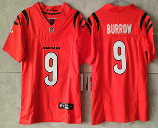Youth Cincinnati Bengals #9 Joe Burrow Orange FUSE Vapor Limited Stitched Jersey