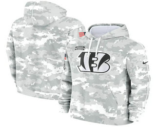 Youth Cincinnati Bengals Arctic Camo 2024 Salute to Service Club Fleece Pullover Hoodie