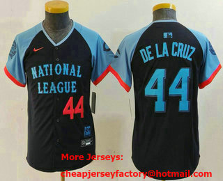 Youth Cincinnati Reds #44 Elly De La Cruz Number Navy 2024 All Star Limited Stitched Jersey