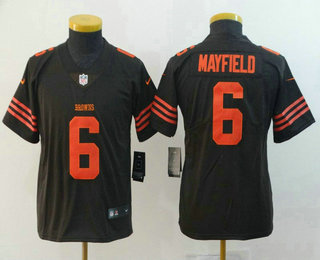 Youth Cleveland Browns #6 Baker Mayfield Brown 2016 Color Rush Stitched NFL Nike Limited Jersey