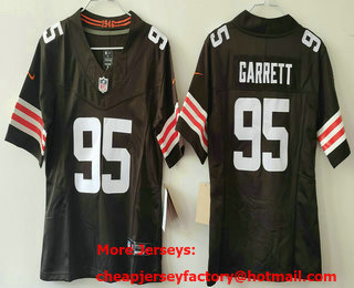 Youth Cleveland Browns #95 Myles Garrett Limited Brown FUSE Vapor Jersey