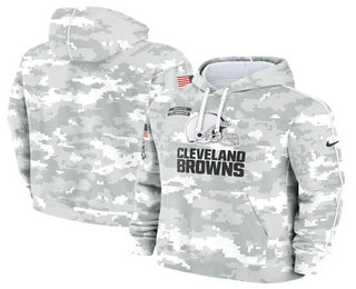 Youth Cleveland Browns Arctic Camo 2024 Salute to Service Club Fleece Pullover Hoodie