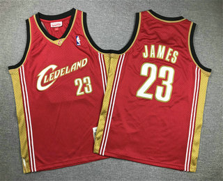 Youth Cleveland Cavaliers #23 LeBron James 2003-04 Burgundy Red Hardwood Swingman Throwback Jersey