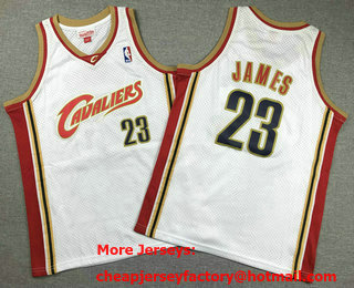 Youth Cleveland Cavaliers #23 LeBron James White 2003 Throwback Swingman Jersey
