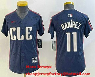 Youth Cleveland Guardians #11 Jose Ramirez Navy 2024 City Connect Limited Stitched Jersey