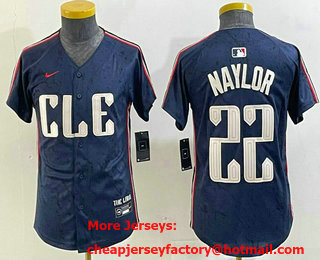 Youth Cleveland Guardians #22 Josh Naylor Navy 2024 City Connect Limited Stitched Jersey