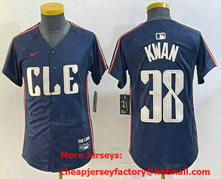 Youth Cleveland Guardians #38 Steven Kwan Navy 2024 City Connect Limited Stitched Jersey