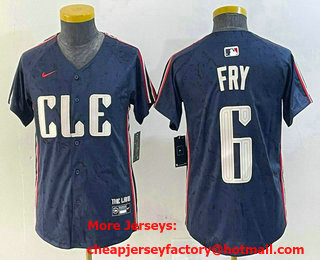Youth Cleveland Guardians #6 David Fry Navy 2024 City Connect Limited Stitched Jersey