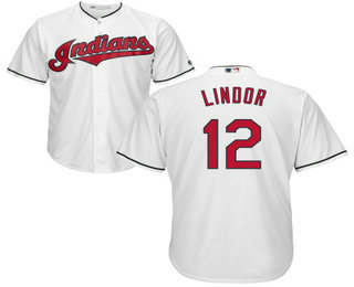 Youth Cleveland Indians #12 Francisco Lindor White Home Cool Base Baseball Jersey