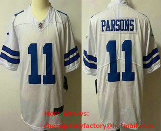Youth Dallas Cowboys #11 Micah Parsons Limited White Vapor Jersey