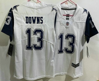 Youth Dallas Cowboys #13 Caleb Downs White Throwback Vapor Jersey