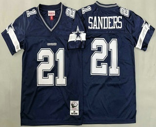 Youth Dallas Cowboys #21 Deion Sanders Navy 1996 Throwback Jersey