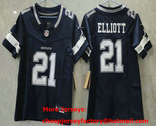 Youth Dallas Cowboys #21 Ezekiel Elliott Navy Blue 2023 FUSE Vapor Stitched Jersey