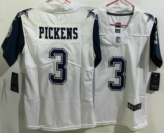 Youth Dallas Cowboys #3 George Pickens White Throwback Vapor Jersey