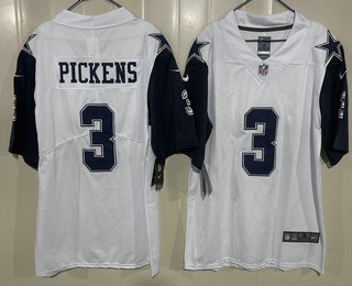 Youth Dallas Cowboys #3 George Pickens White Throwback Vapor Jersey