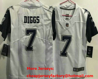 Youth Dallas Cowboys #7 Trevon Diggs Limited White Throwback Vapor Jersey