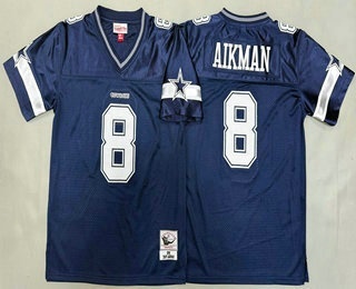 Youth Dallas Cowboys #8 Troy Aikman Navy 1996 Throwback Jersey