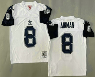 Youth Dallas Cowboys #8 Troy Aikman White 1994 Throwback Jersey