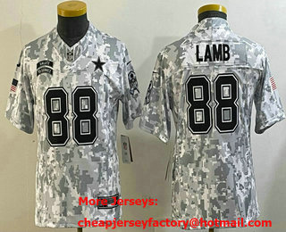 Youth Dallas Cowboys #88 CeeDee Lamb 2024 FUSE Arctic Camo Salute to Service Limited Stitched Jersey
