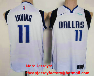 Youth Dallas Mavericks #11 Kyrie Irving White Association Sponsor Stitched Jersey
