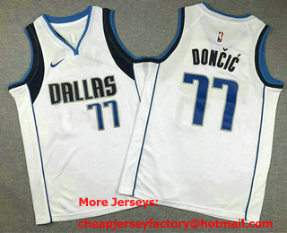 Youth Dallas Mavericks #77 Luka Doncic White Icon Swingman Jersey