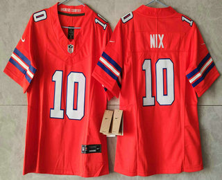 Youth Denver Broncos #10 Bo Nix Limited Orange Throwback FUSE Vapor Jersey