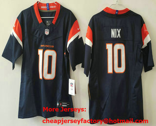 Youth Denver Broncos #10 Bo Nix Navy 2024 FUSE Alternate Vapor Limited Stitched Jersey